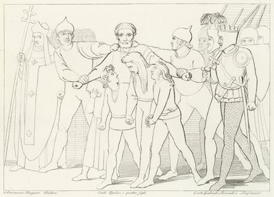 Greve Ugolino beslagtagen, Inferno, Canto 33 (gravyr) av John (after) Flaxman
