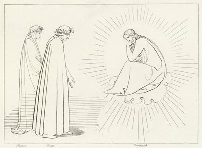 Dante diskurserar med Cacciaguida, Paradise, Canto 17 (gravyr) av John (after) Flaxman