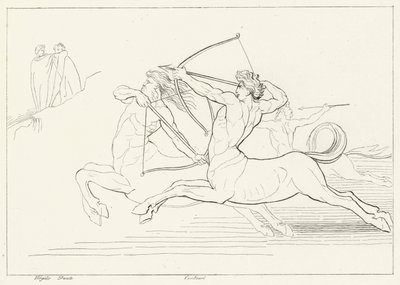 Möte med kentaurerna, Inferno, Canto 12 (gravyr) av John (after) Flaxman