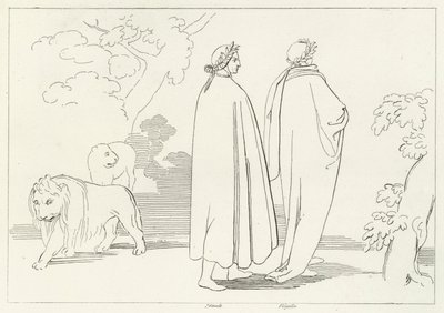 Entering the Dark Wood, Inferno, Canto 1 (gravyr) av John (after) Flaxman
