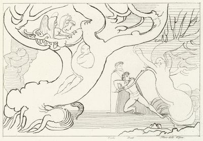 Forest of Harpies, Inferno, Canto 13 (gravyr) av John (after) Flaxman