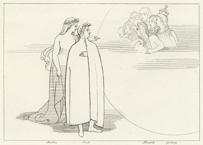 Månens invånare, Paradiset, Canto 3 (gravyr) av John (after) Flaxman
