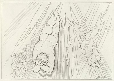 Lucifer, skärselden, Canto 12 (gravyr) av John (after) Flaxman