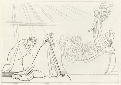 Skärseldens bark, skärselden, Canto 2 (gravyr) av John (after) Flaxman