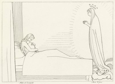 Cacciaguidas födelse, Paradise, Canto 15 (gravyr) av John (after) Flaxman