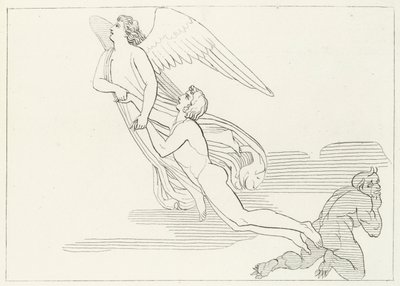 Befrielsen av Buonaconte, skärselden, Canto 5 (gravyr) av John (after) Flaxman