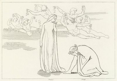 Beatrices härkomst, skärselden, Canto 30 (gravyr) av John (after) Flaxman
