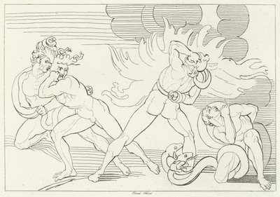 The Fiery Serpents, Inferno, Canto 24 (gravyr) av John (after) Flaxman