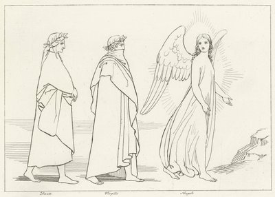 Den vägledande ängeln, skärselden, Canto 15 (gravyr) av John (after) Flaxman