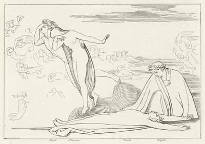 The Lovers Punished, Inferno, Canto 5 (gravyr) av John (after) Flaxman