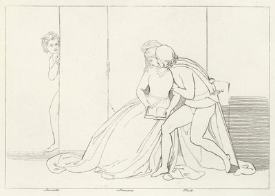 The Lovers Surprised, Inferno, Canto 5 (gravyr) av John (after) Flaxman
