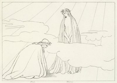 The Lunar Sphere, Paradise, Canto 2 (gravyr) av John (after) Flaxman