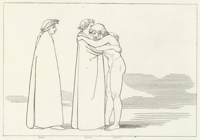 Mötet med Sordello, skärselden, Canto 6 (gravyr) av John (after) Flaxman