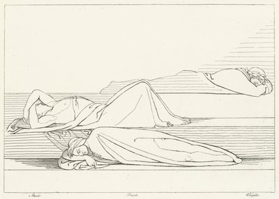 The Poets Reposing, Purgatory, Canto 27 (gravyr) av John (after) Flaxman
