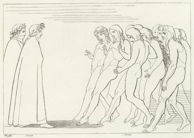 Skärseldens vestibul, skärselden, Canto 3 (gravyr) av John (after) Flaxman