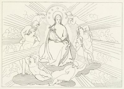 Jungfru Maria, Paradiset, Canto 31 (gravyr) av John (after) Flaxman