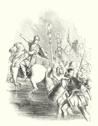 Caesar korsar Rubicon (gravyr) av John (after) Gilbert