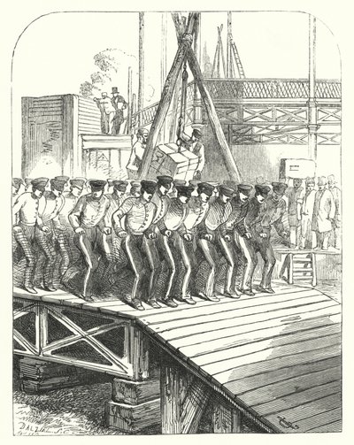 Sappers och gruvarbetare som arbetar på platsen för Crystal Palace, Hyde Park, London, platsen för den stora utställningen 1851 (gravyr) av John (after) Gilbert