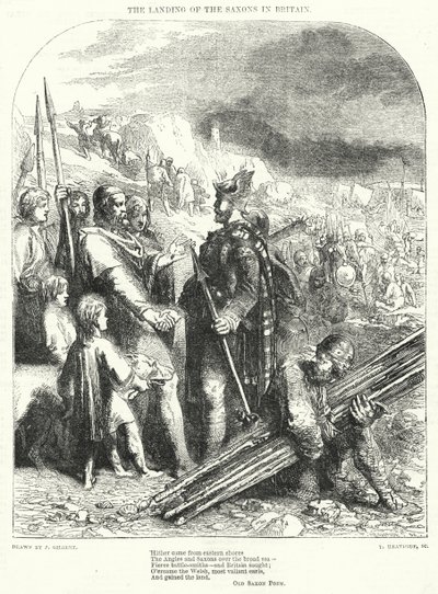 Saxarnas landstigning i Storbritannien (gravyr) av John (after) Gilbert