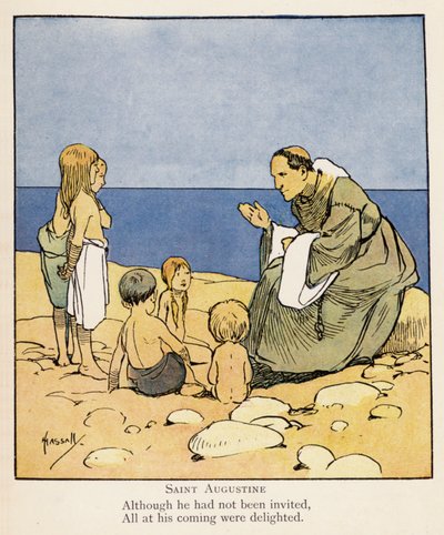 Sankt Augustinus (färglitografi) av John (after) Hassall