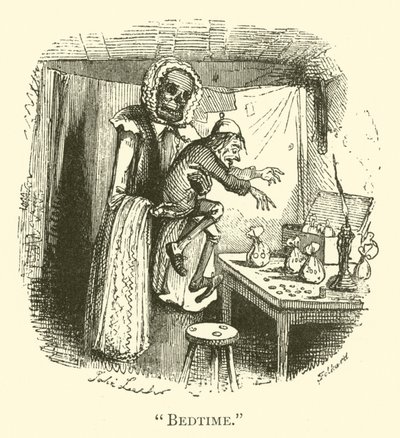 Läggdags (gravyr) av John (after) Leech