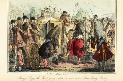 Kung George I av England går ombord på den kungliga bussen till Osnabruck på natten då han dog, 22 juni 1727 av John (after) Leech