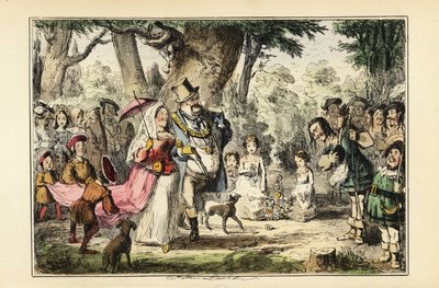 Kung Henrik VIII av England firar första maj med sin första drottning Katarina av Aragon, cirka 1509 av John (after) Leech