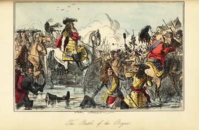 Kung William II korsar floden i slaget vid Boyne, Irland av John (after) Leech