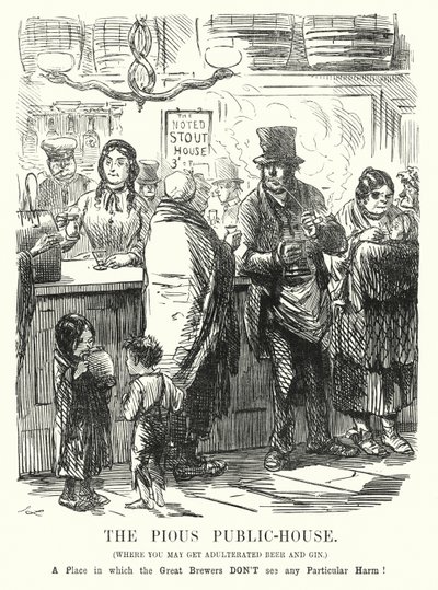 Punch tecknad: The Pious Public House (gravyr) av John (after) Leech