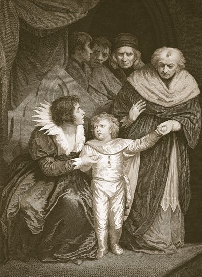 Duke of York, bror till Edward V, avskedad av drottningen, graverad av J. Fittler, illustration från David Humes 
