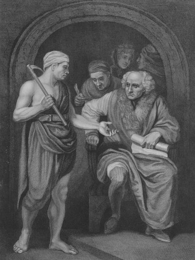 The Lord of the Vineyard, St Matteus 20, Vers 1-17 (gravyr) av John (after) Opie
