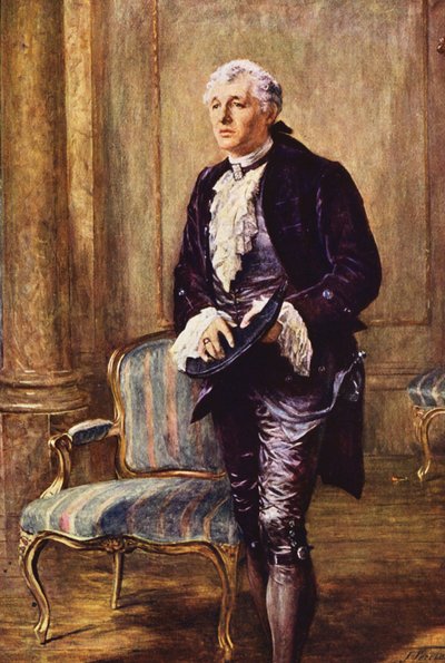 Porträtt av Sir Charles Wyndham, som David Garrick (färglitografi) av John (after) Pettie