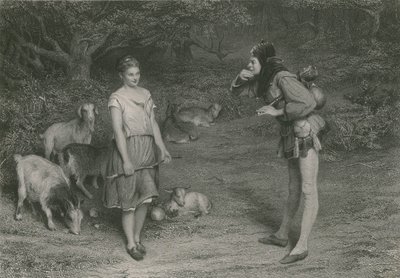 Touchstone och Audrey, As You Like It (gravyr) av John (after) Pettie
