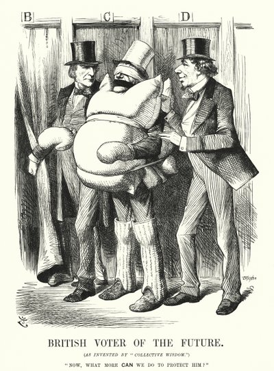 Punch tecknad: British Voter of the Future (gravyr) av John (after) Tenniel