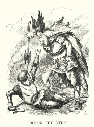 Punch cartoon: Demand Your Life! - Frankrikes nederlag i det fransk-preussiska kriget (gravyr) av John (after) Tenniel