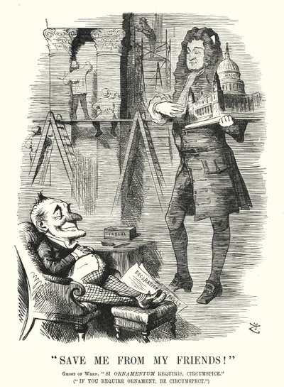 Punch cartoon: Save Me from My Friends - spöket av Sir Christopher Wren och dekorationen av St Paul