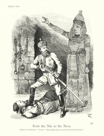 Sir John Tenniel tecknad serie: Från Nilen till Neva (gravyr) av John (after) Tenniel