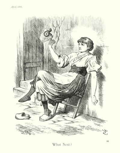 Sir John Tenniels tecknade serie: "Vad händer härnäst" (gravyr) av John (after) Tenniel