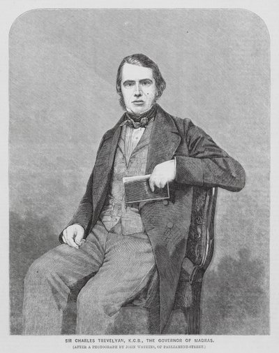 Sir Charles Trevelyan, brittisk kolonialadministratör (gravyr) av John (after) Watkins