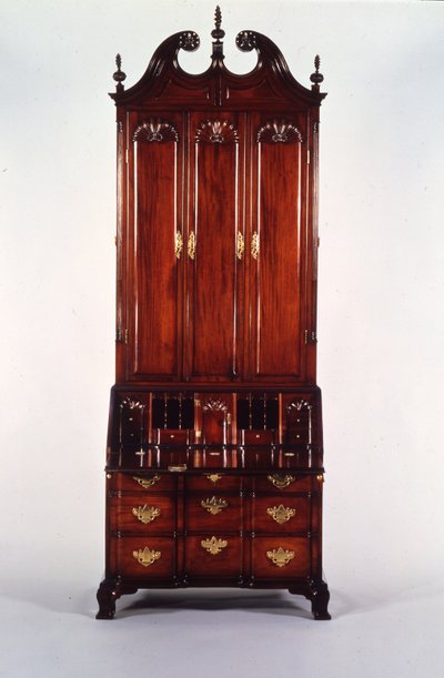 Nicholas Brown Chippendale block-and-shell skrivbord och bokhylla, ca 1760-70 (mahogny) av John (attr. to) Goddard