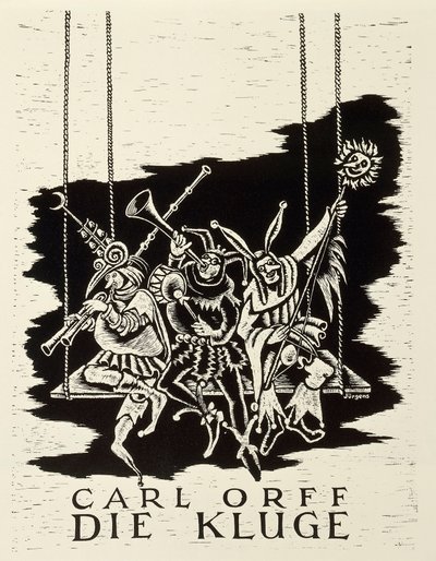 Tyskland, diessen am ammersee, Playbill för premiär av Die Kluge (The Wise Woman) av Carl Orff (1895-1982) i Frankfurt av Walter Charles Mills
