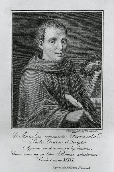 Porträtt av Agnolo Firenzuola (1493-1543), italiensk författare och humanist, gravyr av Giuseppe Benaglia (ca 1796-ca 1830) av Walter Charles Mills