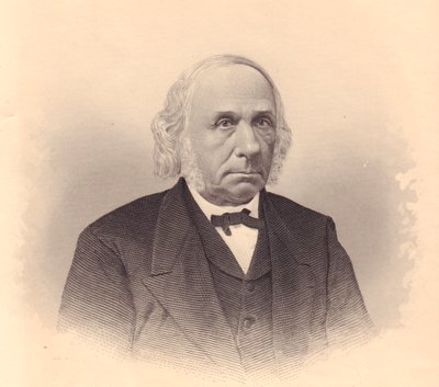 Porträtt av den amerikanske industrimannen och metodistpastorn Thomas T Tasker (1799-1892), gravyr av FE Jones från ladies