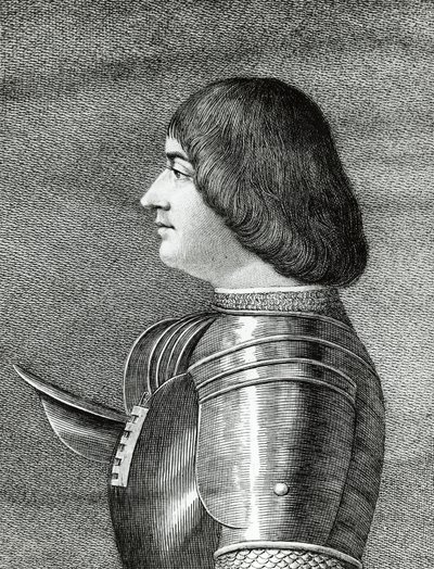 Porträtt av Ludovico Sforza, känd som Il Moro (1452-1508), hertig av Milano, gravyr av Walter Charles Mills