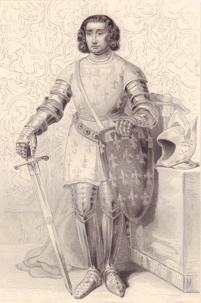 Porträtt av Filip av Artois, greve av Eu (1358-1397), gravyr, 20x13 cm, från Galerie Historique de Versailles, Histoire de France, Charles Gavard Publisher, Paris, cirka 1840 av Walter Charles Mills