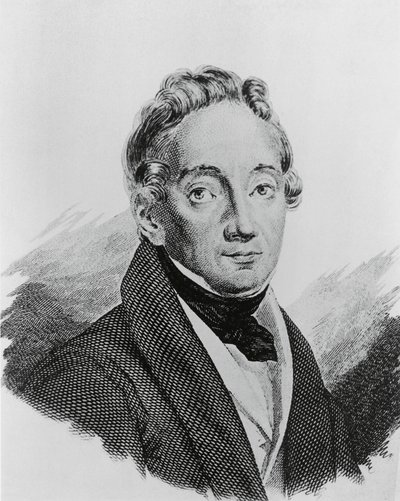 Porträtt av Pietro Colletta (1775-1831), italiensk general och historiker, gravyr av Walter Charles Mills