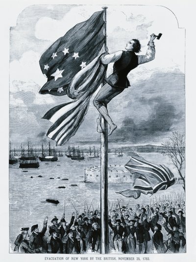 Britterna överger New York, när den amerikanska flaggan hissas, 25 november av Walter Charles Mills
