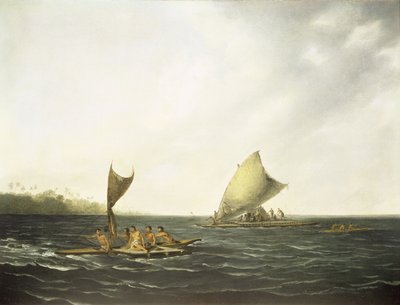 Tonga Canoes (olja på duk) av John (attr. to) Webber