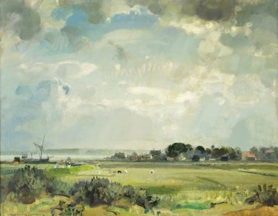 Suffolk River (olja på duk) av John Alfred Arnesby Brown