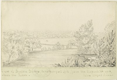 Burton-upon-Trent Bridge and Town: pennteckning, nd [c 1817] (ritning) av John Allport
